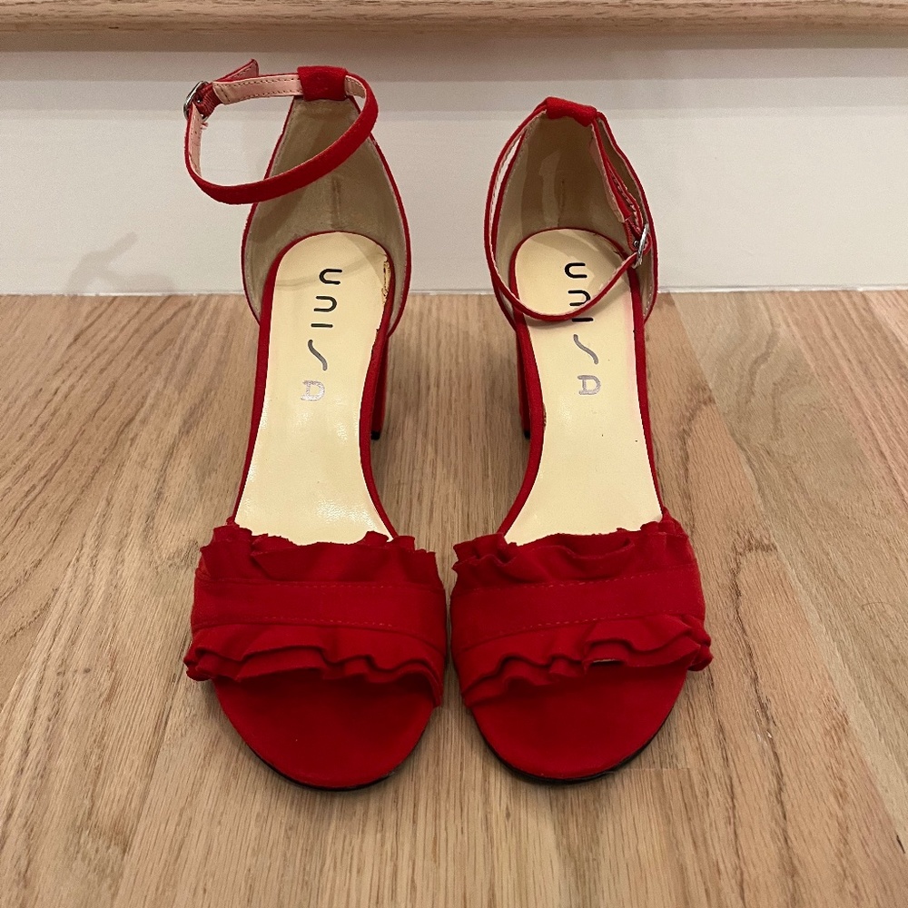 Red ruffle heels